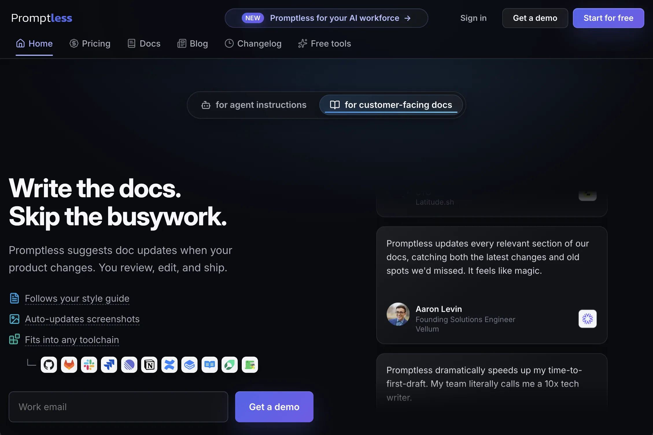 The Promptless home page